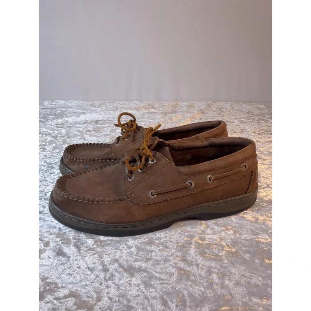 Earth Shoes Brown Leather Boat Shoes Men's Size 9 Lace Up Comfort Casual